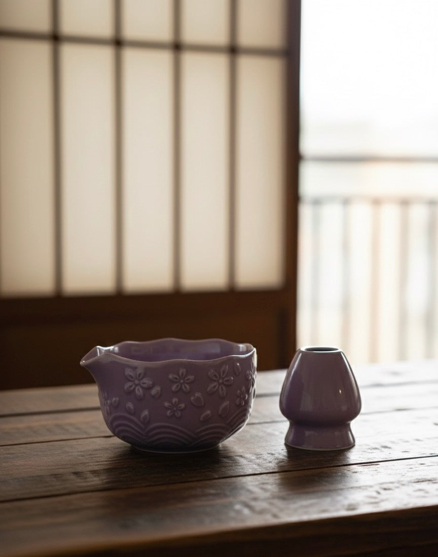 💜 Matcha Ceremony Kit | 7-Piece Purple Japanese Tea Set for Beginners ✅