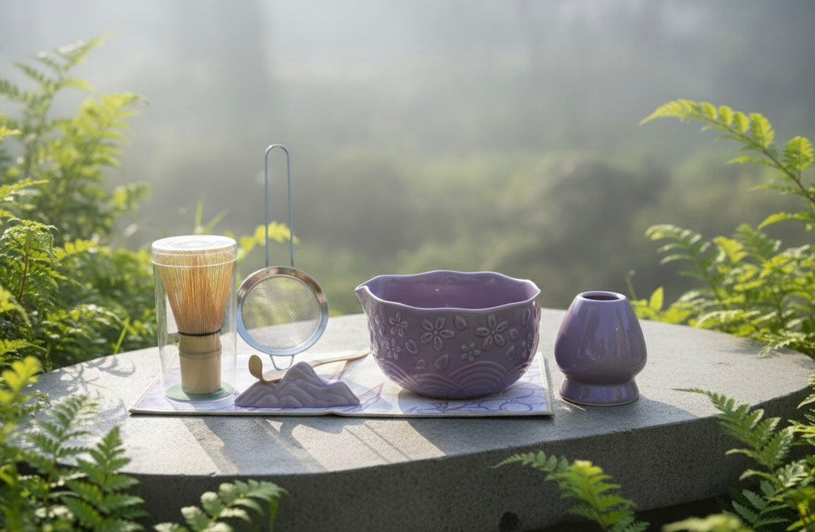 💜 Matcha Ceremony Kit | 7-Piece Purple Japanese Tea Set for Beginners ✅